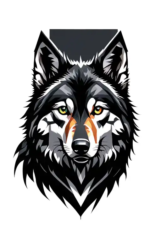 black and white wolf tattoo with coloured eyes tattoo design idea