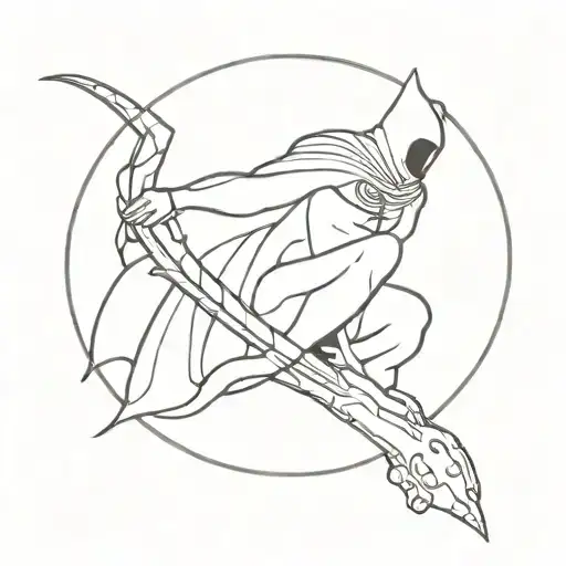 a tattoo design wih moon knight sitting on the Waxing Crescent Moon     tattoo design idea