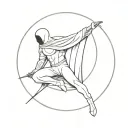 a tattoo design wih moon knight sitting on the Waxing Crescent Moon     tattoo design idea