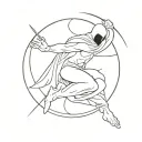 a tattoo design wih moon knight sitting on the Waxing Crescent Moon     tattoo design idea