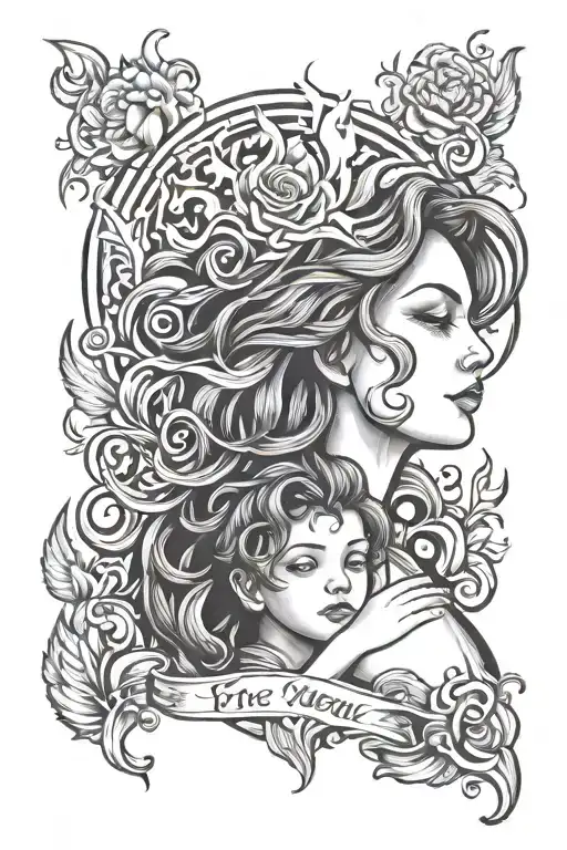 fire mom son tattoo design idea