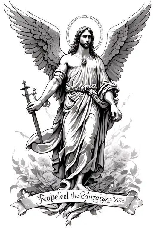 Saint Raphael the Archangel tattoo design idea