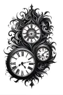 double clock face morphing tattoo design idea