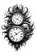 double clock face morphing tattoo design idea