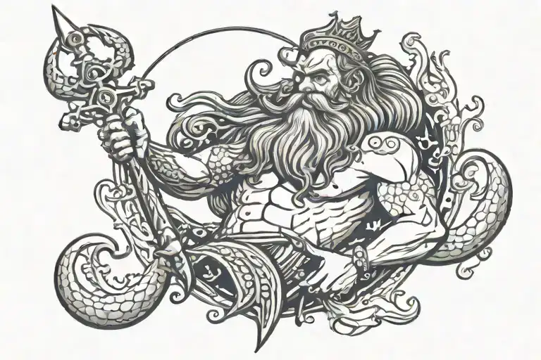 king triton with an anchor tattoo tattoo design idea