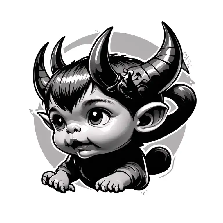 little baby devil chincano style design tattoo design idea