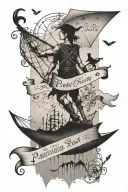 Words on parchment with Kite and Peter pan tattoo design idea