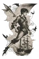 Words on parchment with Kite and Peter pan tattoo design idea