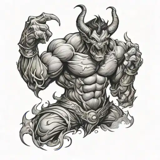 muscular male demon handsome tattoo design idea