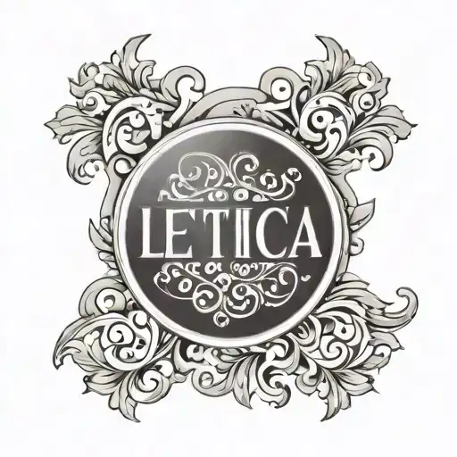 ROUND LETTERS WHAT SAY "LETICIA 02 09 2023" tattoo design idea