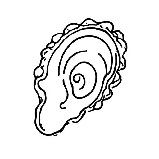A hipster style oyster that looks like a ear with 1 or 2 earrings tattoo design idea