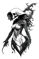 lady reaper full body tattoo design idea