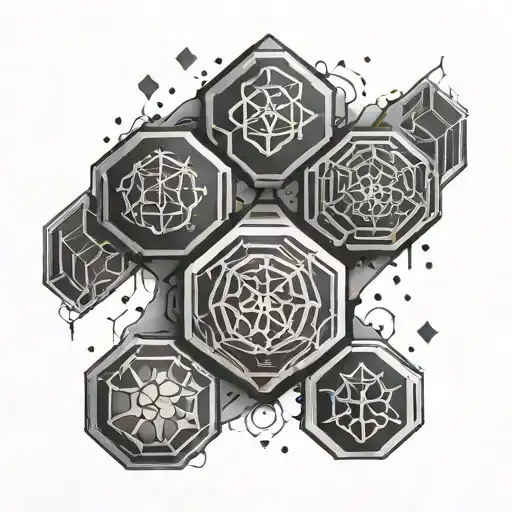 forearm blackout tattoo with turtle shell hexagons with nordic runes in the hexagons tattoo design idea