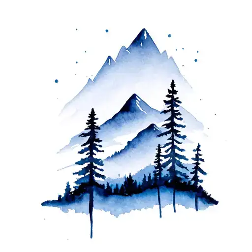 trees and mountains british columbia landscape tattoo design idea