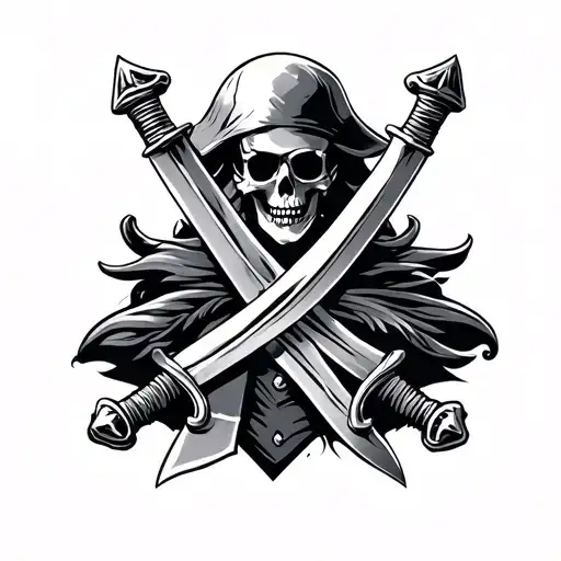 Pirate swords crossed tattoo design idea
