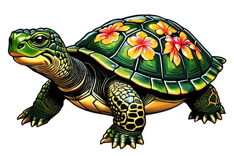 Hawaiian turtle tattoo design idea