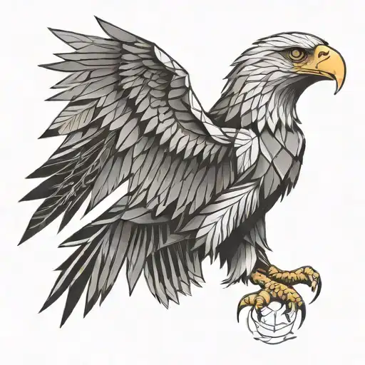 eagle sitting with wings open tattoo design idea