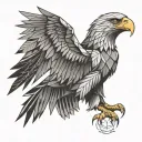eagle sitting with wings open tattoo design idea