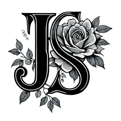 "J S" Typography tattoo design idea