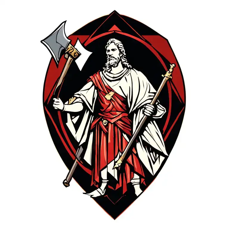 St Florian with axe  tattoo design idea