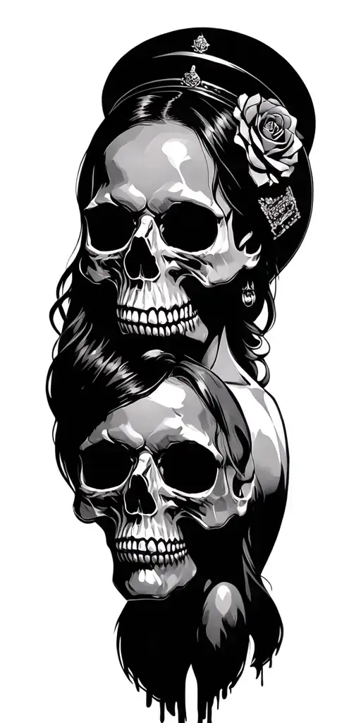 Skulls and gangster girls tattoo design idea