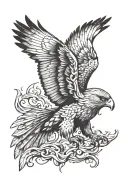 fierce hawk diving  tattoo design idea