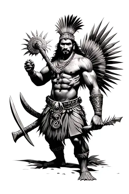 the filipino warrior Lapu Lapu with shaded background tattoo design idea