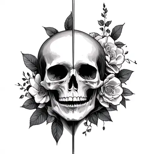 The struggle between life and death black and grey showing the beauty of life and death tattoo design idea
