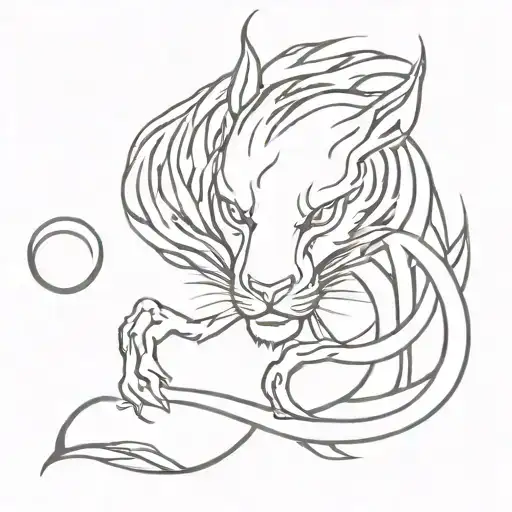 dragon tiger horse hybrid creature combining elements tattoo design idea
