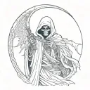 The Grim Reaper, Male angel kisses grim reapers hand, starry sky tattoo design idea
