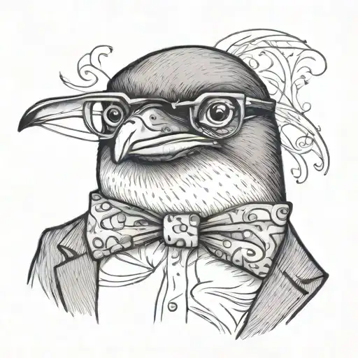 penguin wearing a bowtie tattoo design idea