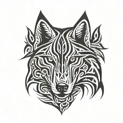 wolf face tattoo design idea