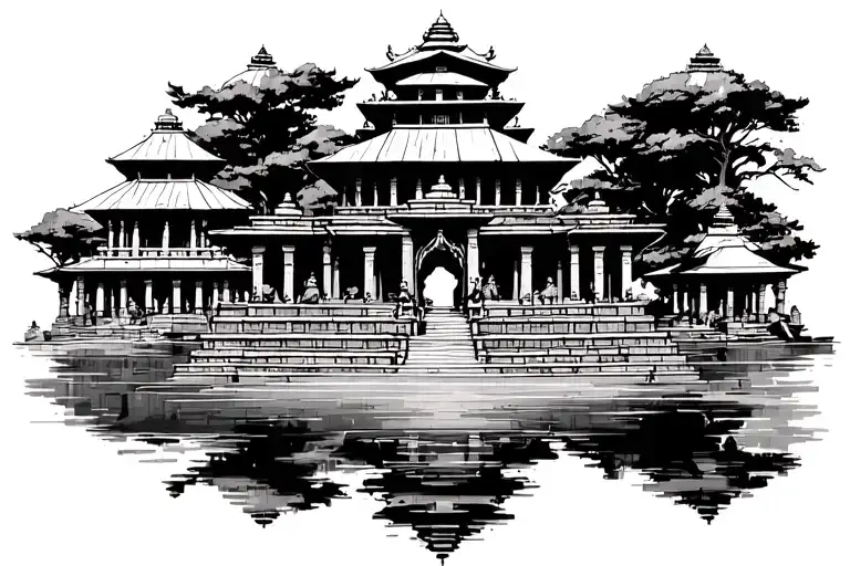 historical monument of nepal like pashupatinath, bauddha, swoyambhu  tattoo design idea