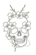 cherry blossoms witk skull tattoo design idea