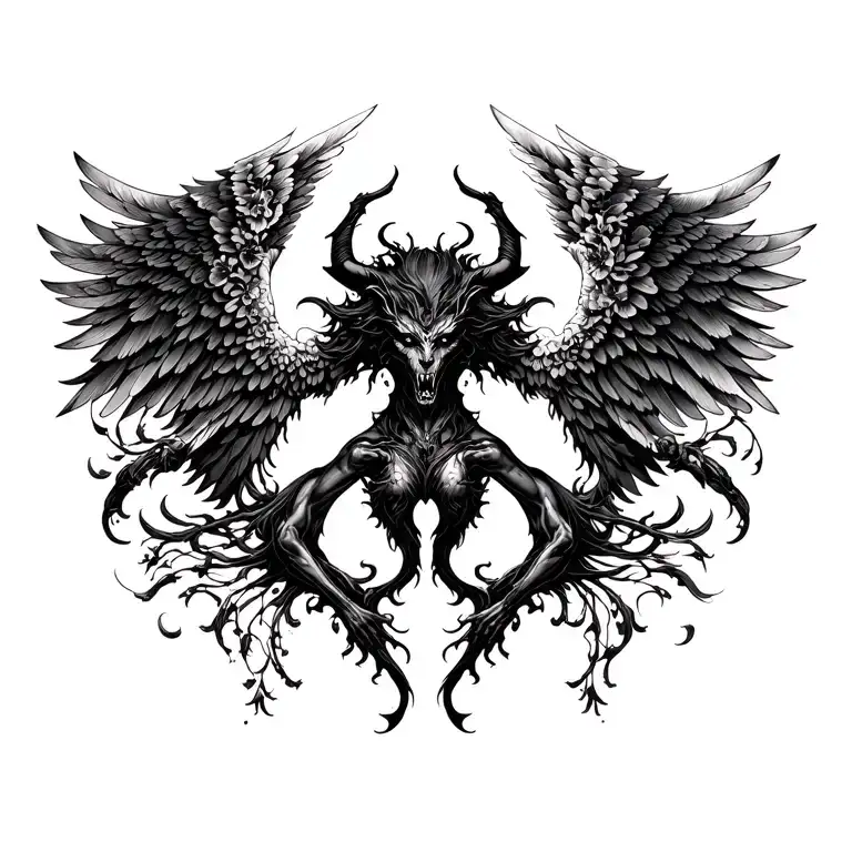 angel vs demon tattoo design idea