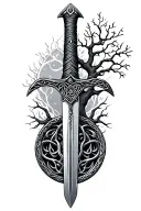 celtic sword with tree of life as the handle tattoo design idea