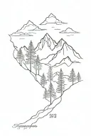 Mountains with 3 aspens trees tattoo design idea