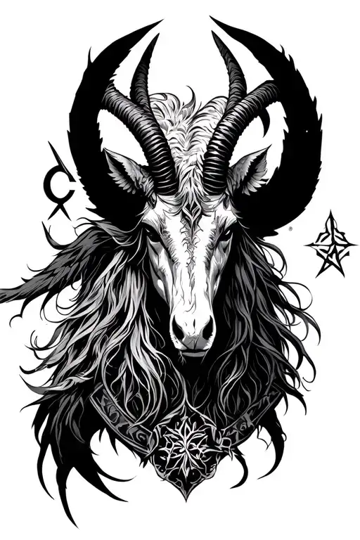 arcangel uriel with capricorn zodiac sign tattoo design idea