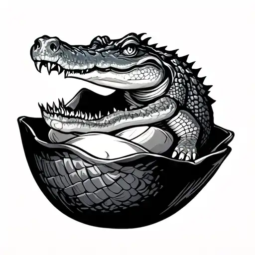 crocodile in a Chinese dumpling tattoo design idea
