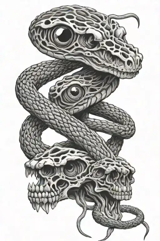 Snake skeleton and eyes, paired tattoo   tattoo design idea