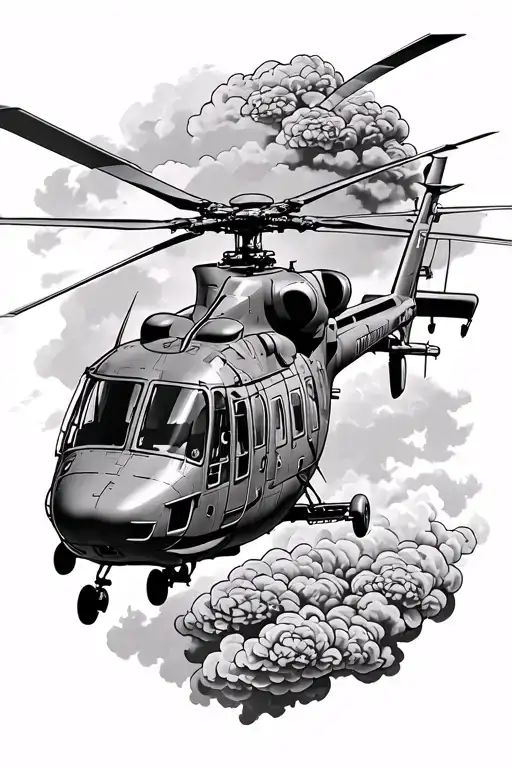 Blackhawk helicopter, Huey helicopter flying tattoo design idea