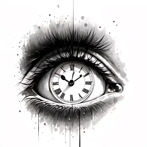 eye and a clock tattoo design idea