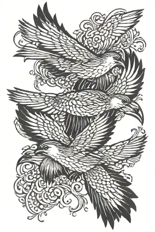 three birds flying together tattoo design idea