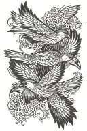 three birds flying together tattoo design idea