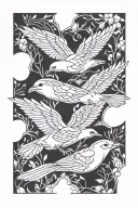 three birds flying together tattoo design idea