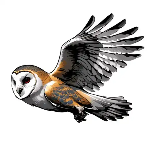 barn owl flying away tattoo design idea