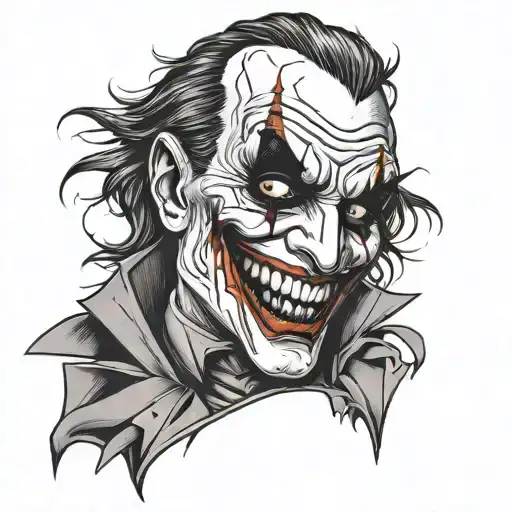 broken heart joker face tattoo design idea