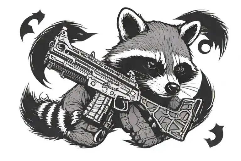 raccoon holding guns tattoo ak47 tattoo design idea