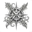 kraken hugging compass rose tattoo design idea