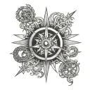 kraken hugging compass rose tattoo design idea